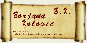Borjana Kolović vizit kartica